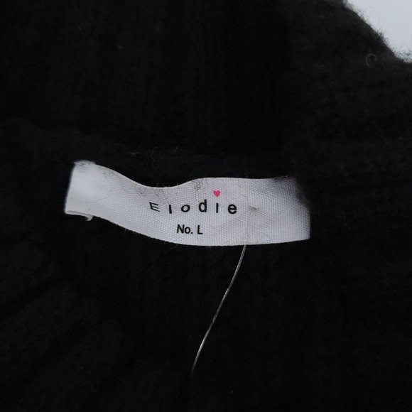 ^ Elodie Women's Large Colorblock Black Grey Mock Neck Sweater - Picture 8 of 9